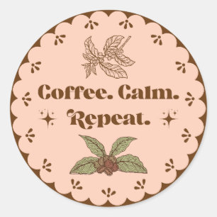 Coffee Calm Repeat Boho Perzik Sticker