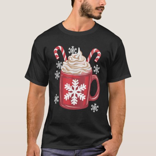 Coffee Candy Cane Christmas Pajama X mas T-shirt (Voorkant)