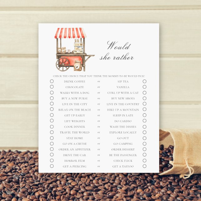 Coffee cart Baby shower Would she rather (Creator heeft geüpload)