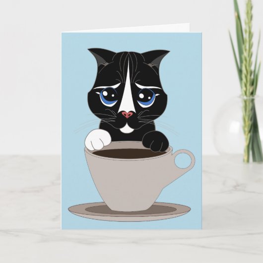 COFFEE CAT ART BIRTHDAY KAART (Voorkant)