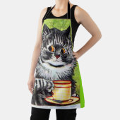 COFFEE CAT LOUIS WAIN ART RETRO KITCHEN APRON SCHORT (Insitu)