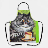 COFFEE CAT LOUIS WAIN ART RETRO KITCHEN APRON SCHORT (Voorkant)