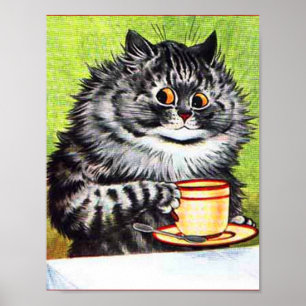 COFFEE CAT LOUIS WAIN POSTER