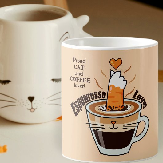 Coffee Cat Lover Rustic Neutral Tones Funny Koffiemok