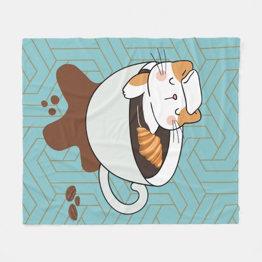 Coffee Cat Spa Fleece Deken (Voorkant (Horizontaal))