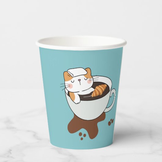 Coffee Cat Spa Papieren Bekers (Achterkant)