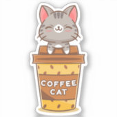 Coffee Cat Sticker (Voorkant)