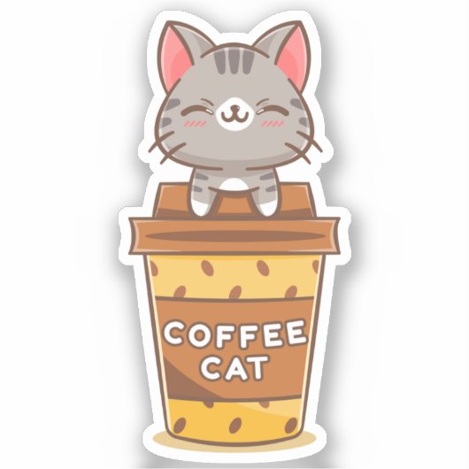 Coffee Cat Sticker (Voorkant)