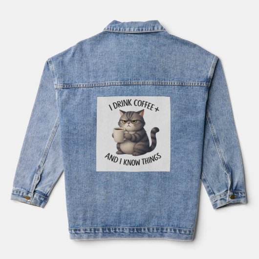 Coffee Cat Wisdom Denim Jacket (Achterkant)