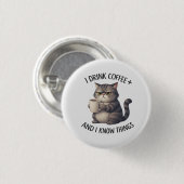 Coffee Cat Wisdom Ronde Button 3,2 Cm (Voorkant /achterkant)