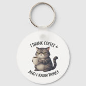 Coffee Cat Wisdom Sleutelhanger (Achterkant)