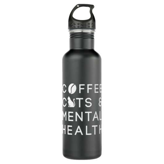 Coffee Cats Mental Health Anxie Coffee Drinker Waterfles (Voorkant)
