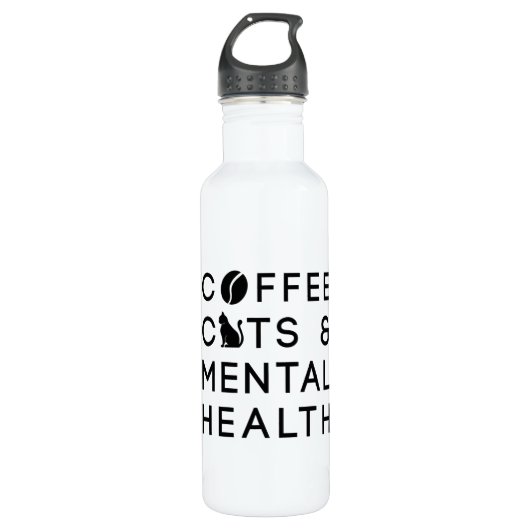 Coffee Cats Mental Health Coffee Drinker Anxie Waterfles (Voorkant)