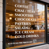 Coffee Chai Tea Salads Bakery Menu Window Decal