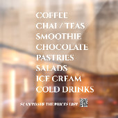 Coffee Chai Tea Salads  Bakery  Menu Window Decal (Vel 2)