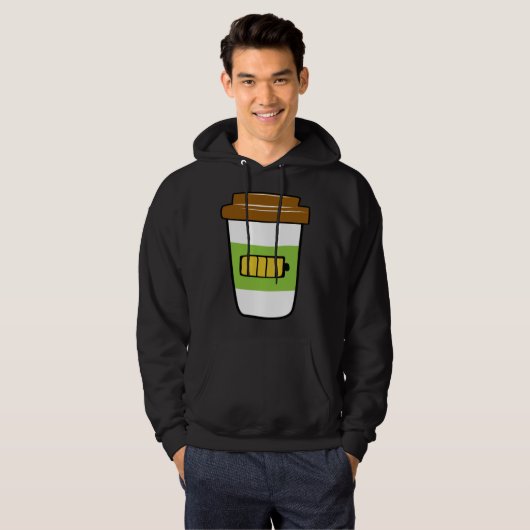 Coffee Charging  Battery Graphic Plus Size Hoodie (Voorkant volledig)