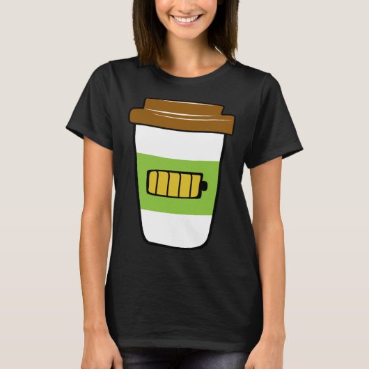 Coffee Charging  Battery Graphic Plus Size T-shirt (Voorkant)