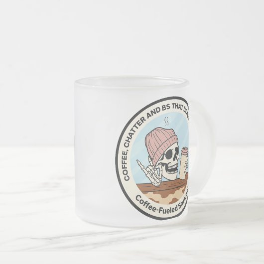 Coffee Chatter & BS Frosted Mug Matglas Koffiemok (Voorkant rechts)
