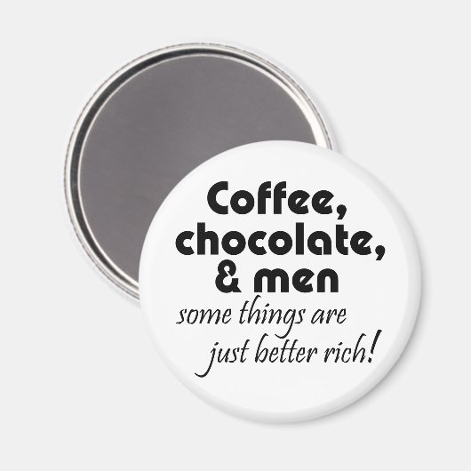 Coffee chocola & mannen humor grapjes over nieuwhe magneet (Voorkant / Achterkant)
