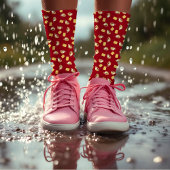 Coffee Chocolate Biscuits Pattern Red Brown Food Sokken