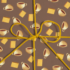 Coffee Chocolate Biscuits Pattern Taupe Brown Food Cadeaupapier