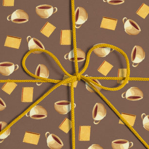 Coffee Chocolate Biscuits Pattern Taupe Brown Food Cadeaupapier