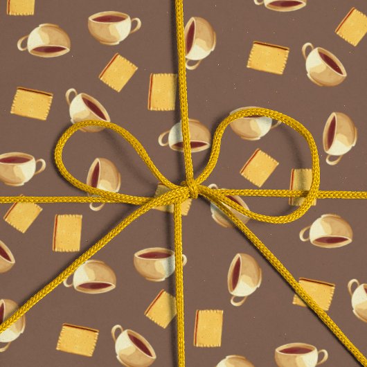 Coffee Chocolate Biscuits Pattern Taupe Brown Food Cadeaupapier