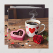 Coffee, Chocolates, Red Rose Valentine's Day Feestdagenkaart (Voorkant / Achterkant)