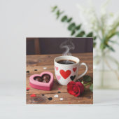 Coffee, Chocolates, Red Rose Valentine's Day Feestdagenkaart (Staand voorkant)