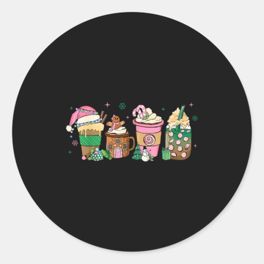 Coffee Christmas Gingerbread Nk Women Latte Cozy W Ronde Sticker (Voorkant)