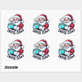Coffee Claus Santa Hot Teal Mug Vierkante Sticker (Vel)