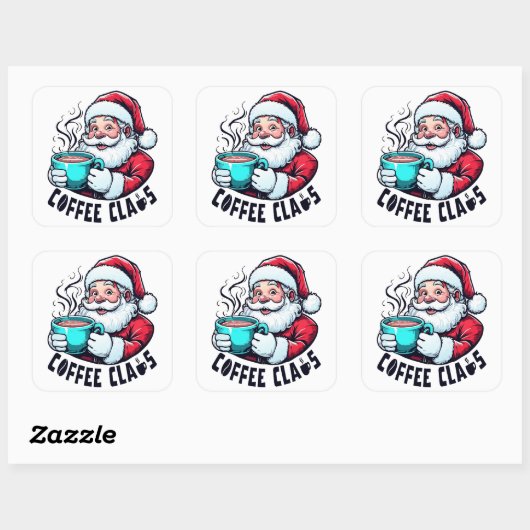 Coffee Claus Santa Hot Teal Mug Vierkante Sticker (Vel)