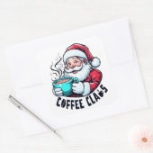 Coffee Claus Santa Hot Teal Mug Vierkante Sticker (Envelop)