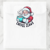 Coffee Claus Santa Hot Teal Mug Vierkante Sticker (Tas)