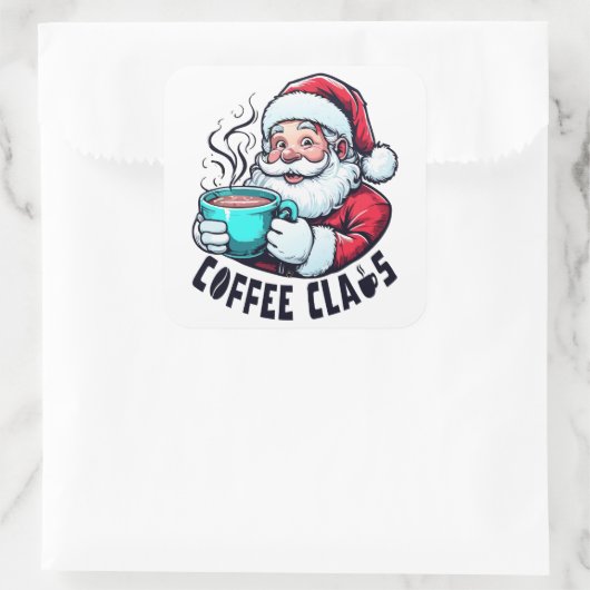 Coffee Claus Santa Hot Teal Mug Vierkante Sticker (Tas)