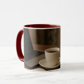 "Coffee & Clicks Mok – Stoom, Winkelen en Schoot (Voorkant links)