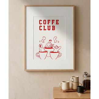 Coffee Club Poster | Minimalistische koffie muur k