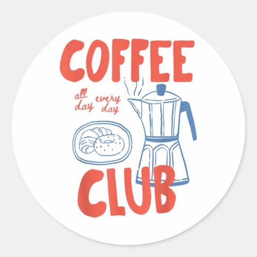 Coffee Club Retro Coffee Graphic voor koffieliefhe Ronde Sticker (Voorkant)
