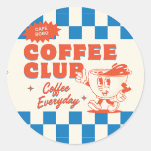 Coffee Club Round Sticker – Schattige koffieliefhe