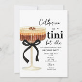 Coffee Cocktail Birthday Black Bow Invitation  Kaart (Voorkant)