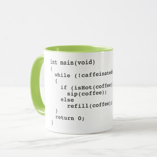 Coffee code mok voor softwareontwikkelaars (Voorkant links)