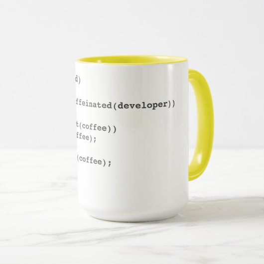 Coffee code mok voor softwareontwikkelaars (Voorkant rechts)