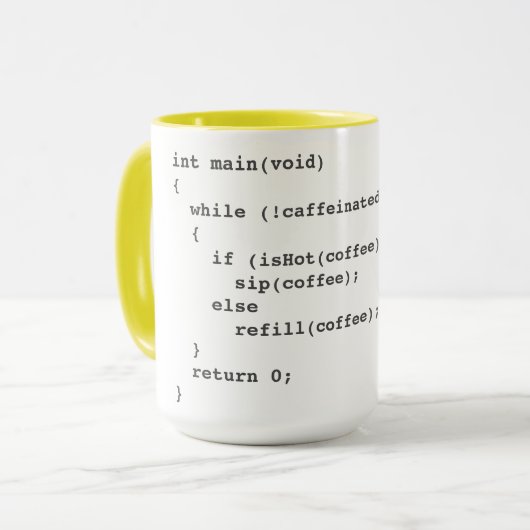 Coffee code mok voor softwareontwikkelaars (Voorkant links)