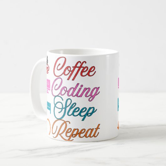 Coffee Codeer Slaap Herhaal - Programmeur Koffiemok (Voorkant links)
