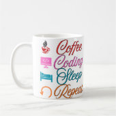 Coffee Codeer Slaap Herhaal - Programmeur Koffiemok (Links)