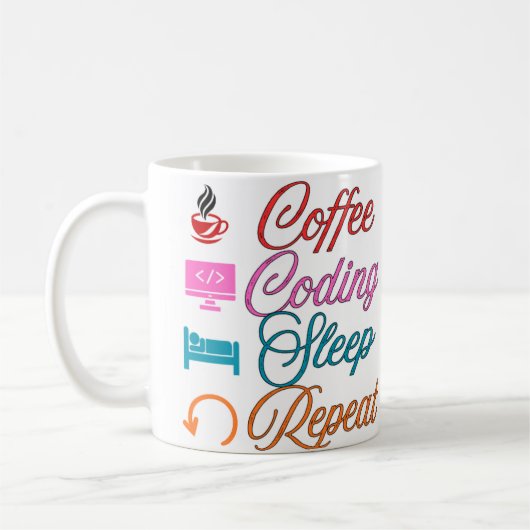 Coffee Codeer Slaap Herhaal - Programmeur  Koffiemok (Links)