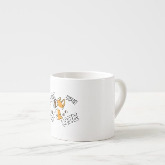 Coffee Coffee Coffee Corgi Premium Espresso Kop (Voorkant rechts)