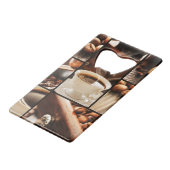 Coffee Collage Creditkaart Flessenopener (Voorkant Gekanteld)