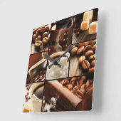 Coffee Collage Vierkante Klok (Hoek)