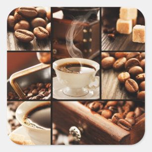 Coffee Collage Vierkante Sticker